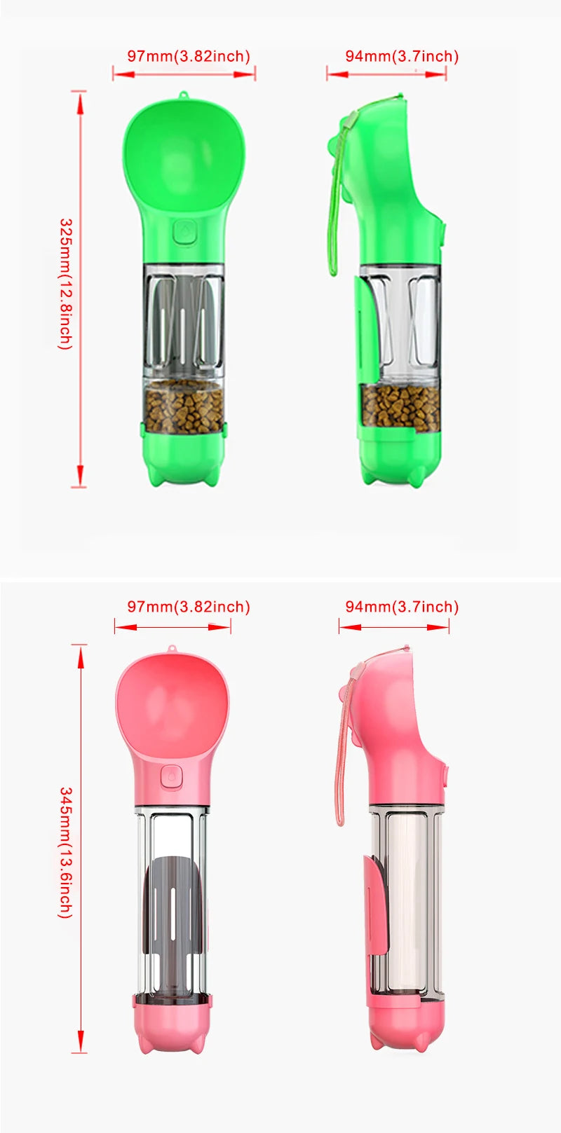 Botella multifuncional para perro 3 en 1