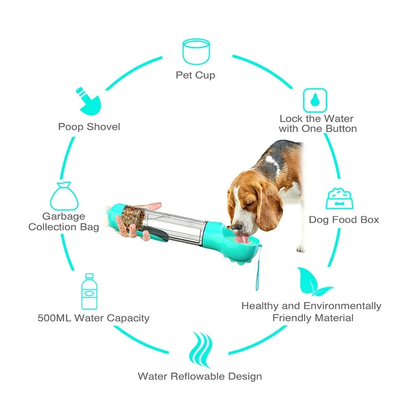 Botella multifuncional para perro 3 en 1