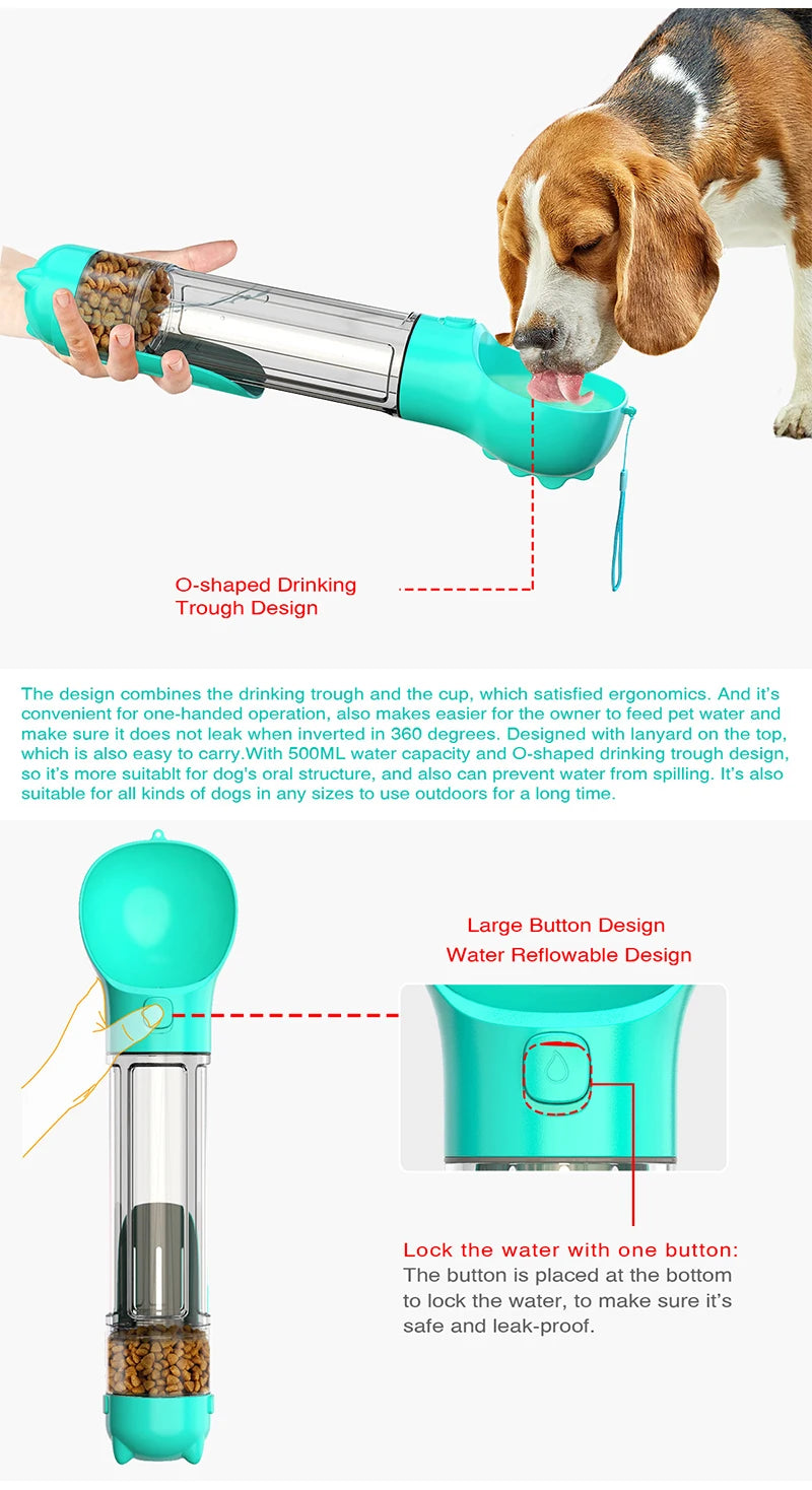 Botella multifuncional para perro 3 en 1
